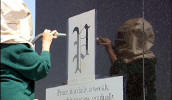 Engraving the granite base